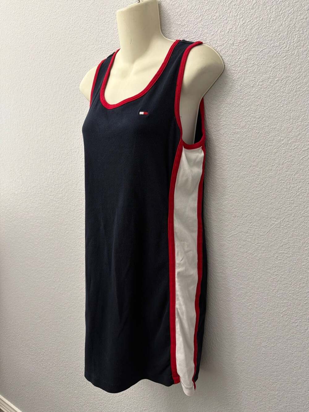 Tommy Hilfiger Vintage 90s Colorblock Striped Tank Top Dress Navy Blue - Picture 3 of 5